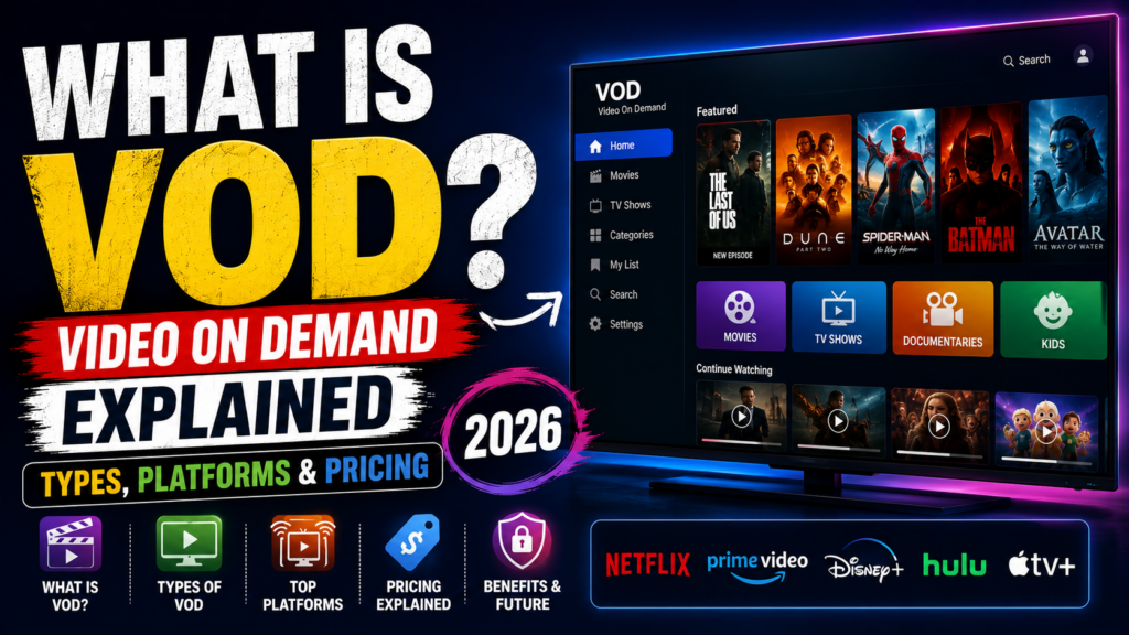 What Is VOD? Video on Demand Explained (Types, Platforms & Pricing 2026)